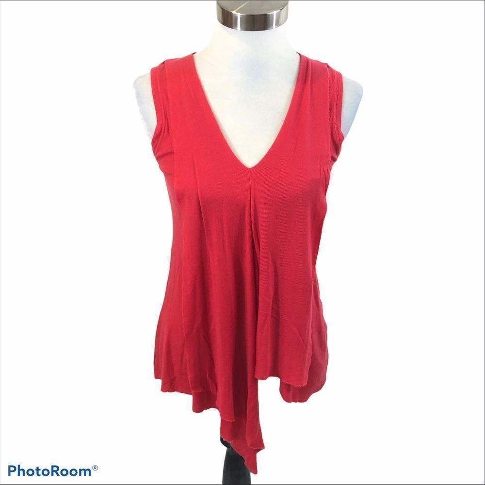 BCBG Maxazaria Red Hi Low Sleeveless Top size XXS